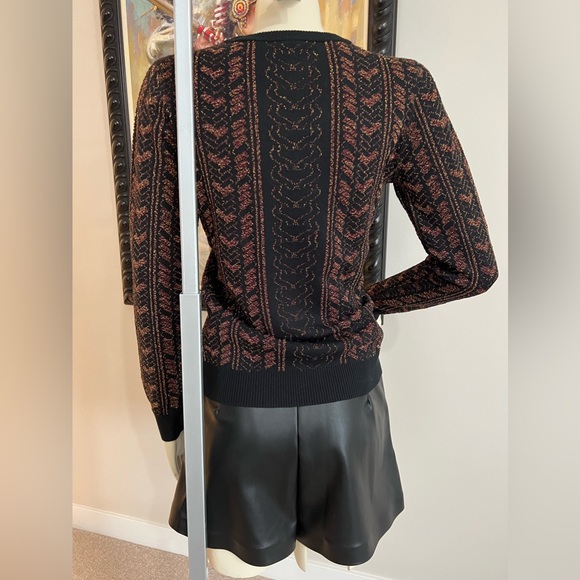 Rag & Bone Pullover Sweater Black Gold Pattern Long Sleeve Size Small - Picture 4 of 7